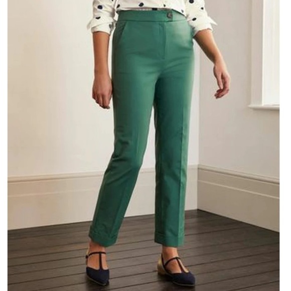 Boden Cuffed Sage Green Shatham High Waisted Career Trousers Slacks Pants - Picture 2 of 8